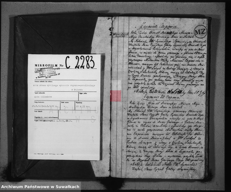 Obraz 3 z jednostki "Akta małżeństwa gminy seyneńskiey od 1-go maja 1809"