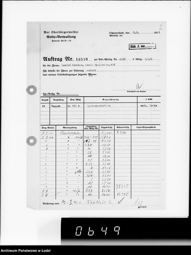 Obraz 6 z jednostki "Aufträge 10501- 10590"