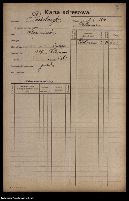 Obraz 9 z jednostki "[Spis ludności Łodzi] Pacholczyk-Pająkowski"