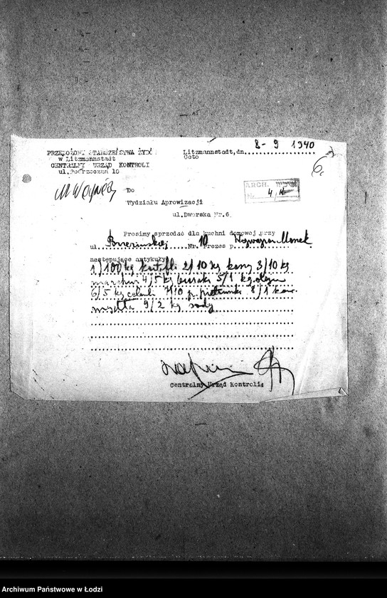 Obraz 9 z jednostki "[Kuchnia, ul. Brzezińska 10. Działalność kuchni, personel, konsumenci, kontrole]"