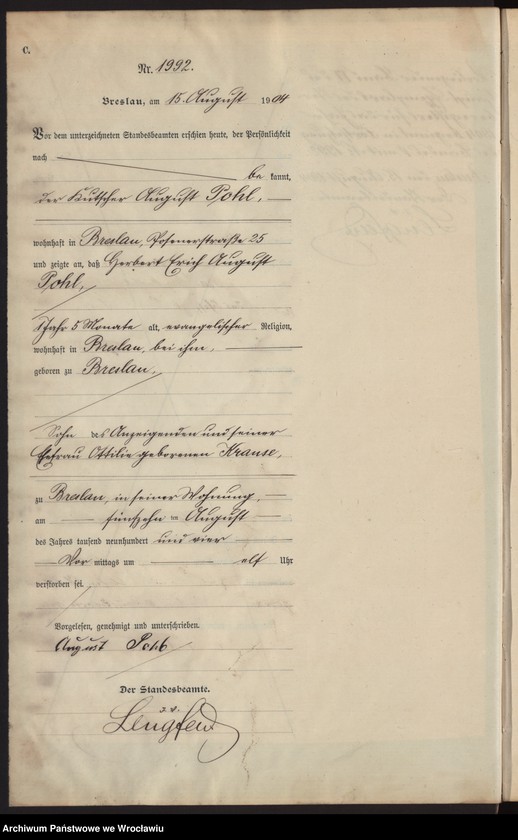 image.from.unit.number "Sterbe-Neben-Register Breslau I 1904 Band 6"