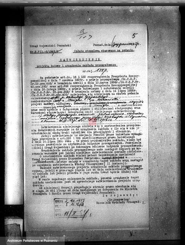 Obraz 10 z jednostki "Zakład przemysłowy /młyn motorowy/ A. Czyżowski w Śmiglu rozbudowa"