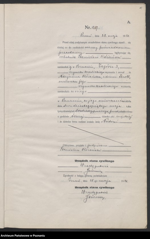 Obraz 13 z jednostki "Księga urodzeń odpis tom IV [Rejestr poboczny urodzeń]"