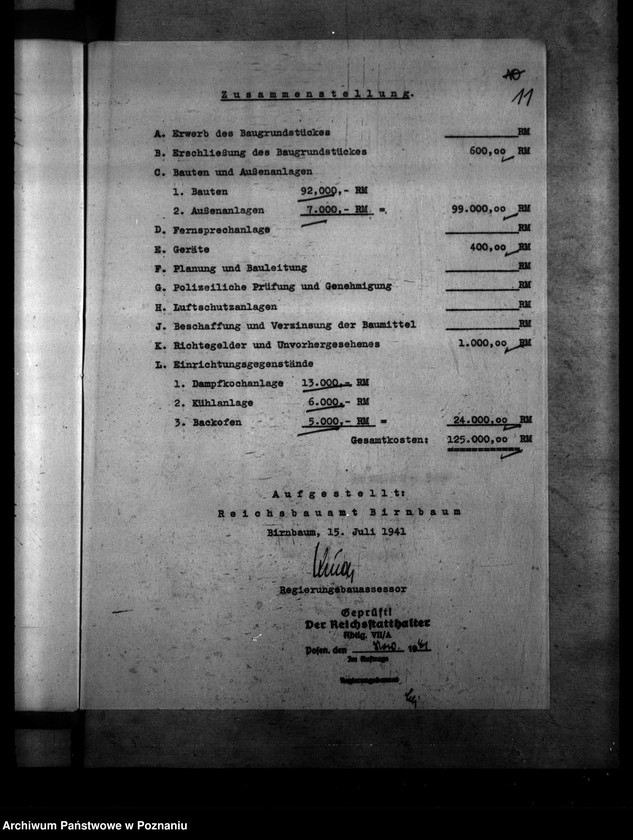 Obraz 15 z jednostki "Verentwurf für den Neubau eines Wirtschaftsgebäudes des Strafgefängnisses Warthestadt (Wronki)"