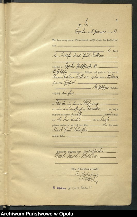 image.from.unit.number "Urząd Stanu Cywilnego Opole Księga Urodzeń Rok 1913 1-539"