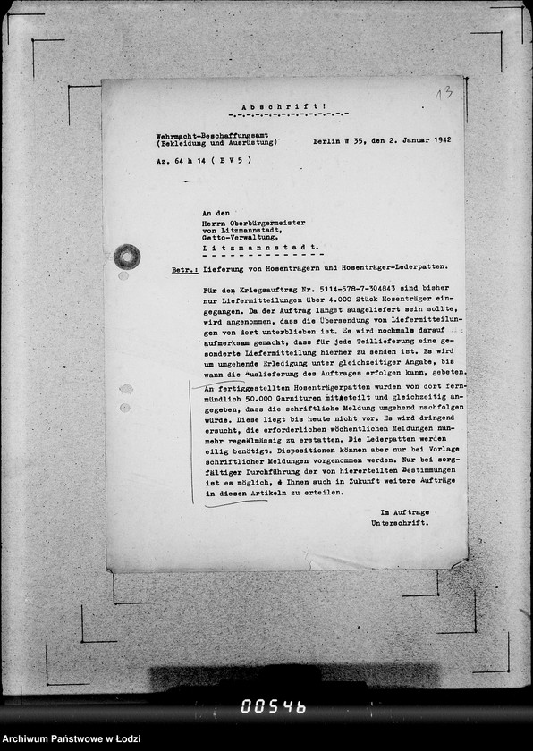 Obraz 17 z jednostki "Hosenträge-Palten [Zamówienia, rachunki, kalkulacje]"