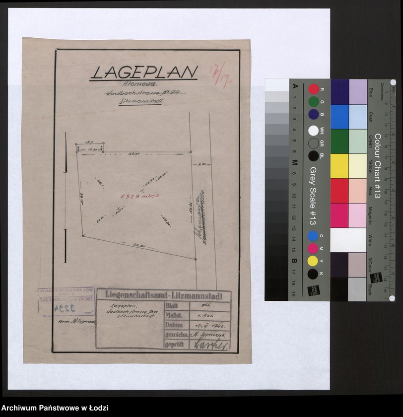 Obraz 1 z jednostki "Lageplan Kaulbachstrasse Nr 99 Litzmannstadt"