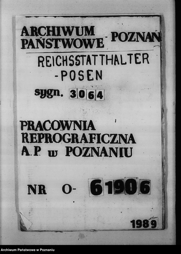 Obraz 1 z jednostki "Stadtische Berechnung. Dienstwohngebäude des Reichsstatthalters Posen"