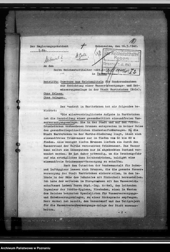 Obraz 14 z jednostki "Zuschüsse aus Reichsmitteln für Sondermassnahmen in Hohensalza (Inowrocław), Warthbrücken (Koło). Neubau einer festen Brücke."