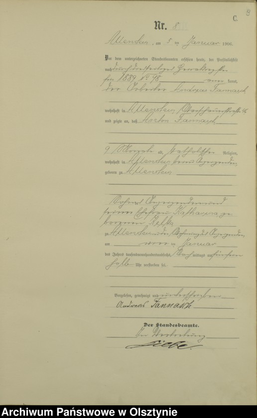 image.from.unit.number "Sterbe-Haupt-Register Tom I, Nr 1-397"