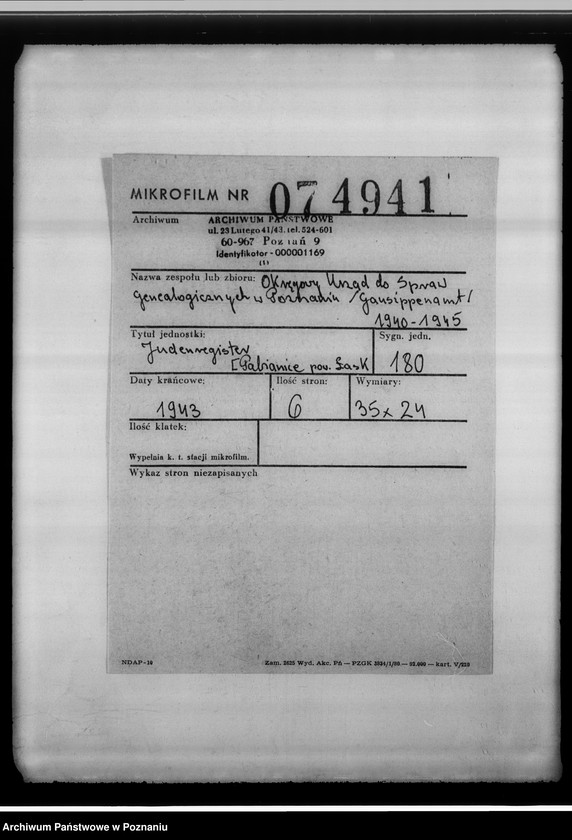 Obraz 2 z jednostki "Judenregister [Pabianice powiat Łask]"