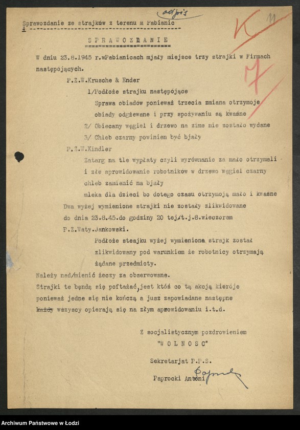 Obraz 12 z jednostki "Materiały dotyczące strajków w fabrykach Pabianic, Końskich [i Łodzi]"