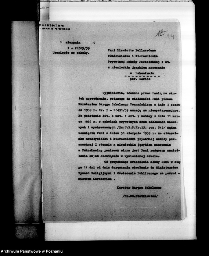 Obraz 17 z jednostki "Prywatna Szkoła Powszechna z niemieckim językiem nauczania w Pakosławiu powiat Rawicz"