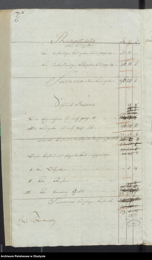 image.from.unit.number "Kobultensche Kirchen Rechnung über Einnahme und Ausgabe Geld"