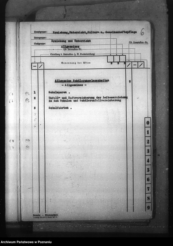 Obraz 10 z jednostki "Aktenplan der Abteilung III (Erziehung, Unterricht, Kultur- und Gemeinschafts- pflege)"