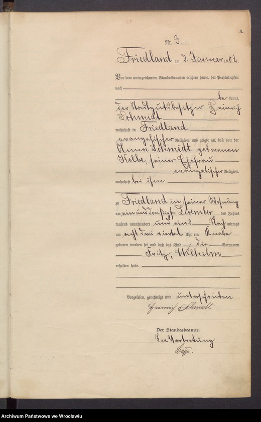 image.from.unit.number "Księga urodzeń USC Mieroszów (Friedland) 1902"