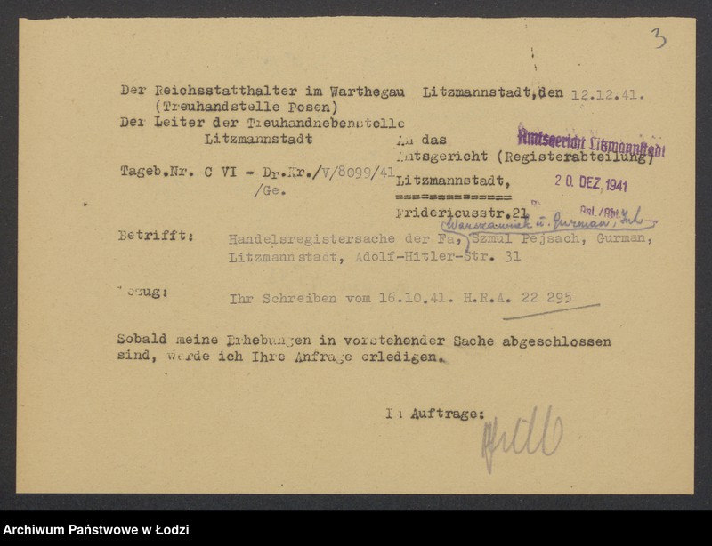 Obraz 5 z jednostki "Szmul Pejsach Gurman- handel lampami i artykułami fajansowymi"