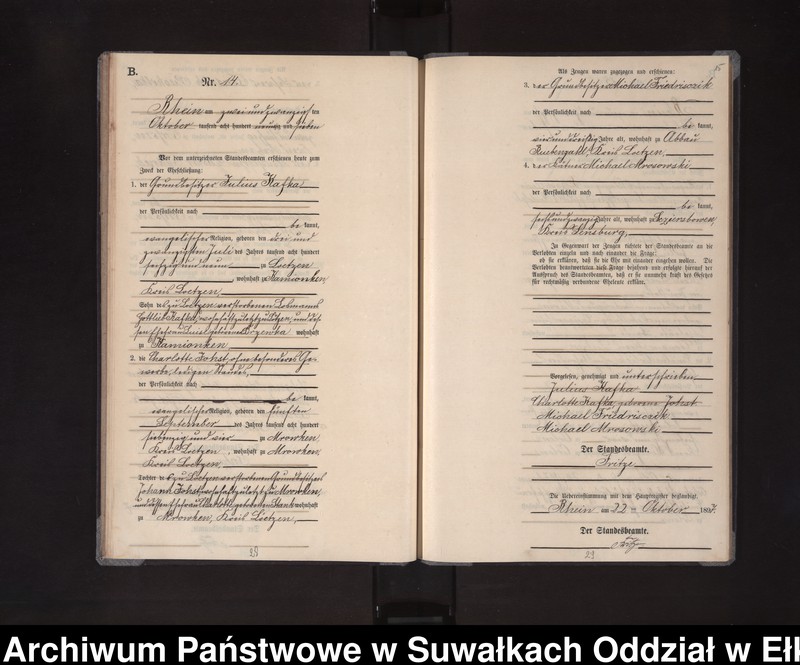 image.from.unit.number "Heiraths-Neben-Register des Königlichen Preussischen Standes-Amtes Orlen Kreis Loetzen"