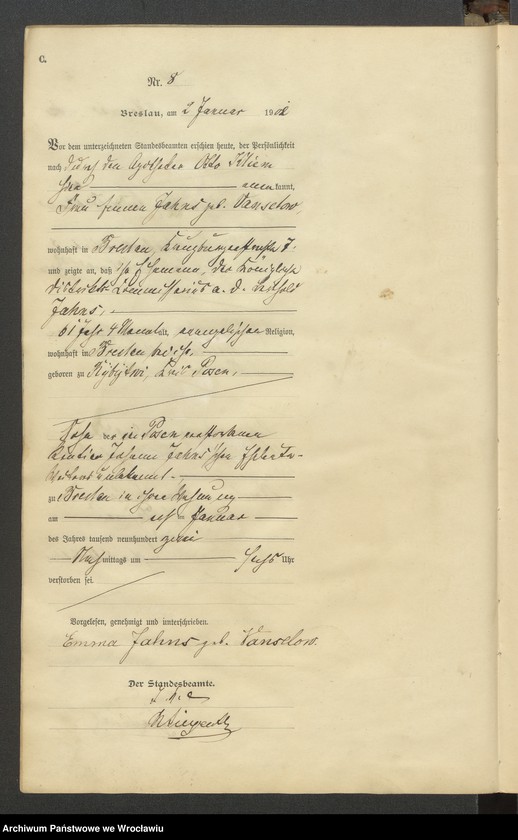 image.from.unit.number "Sterbe Haupt Register Standesamt Breslau III 1902 Band 1"