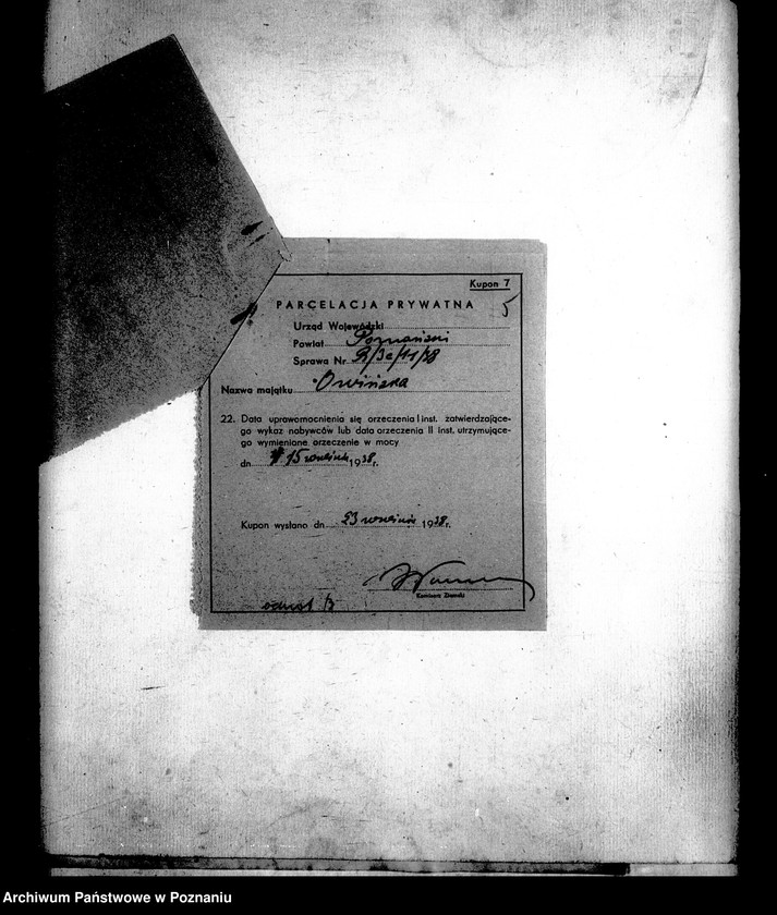 Obraz 9 z jednostki "Parcelacja prywatna majątku Owińska powiatu poznańskiego"