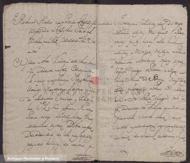 Obraz 10 z jednostki "Rafał Leszczyński, wojewoda łęczycki, starosta generalny Wielkopolski, starosta odolanowski nadaje Kasprowi Gotfrydowi Ditrychowi mieszczaninowi leszczyńskiemu określone bliżej grunta i plac"