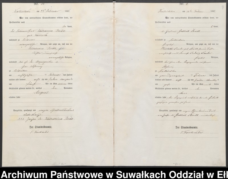 image.from.unit.number "Geburts-Haupt-Register des Königlichen Preussischen Standes-Amtes Kallischken Kreis Johannisburg"