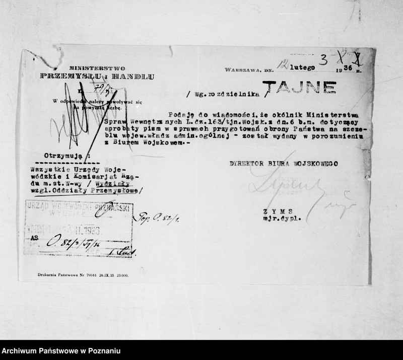 Obraz 7 z jednostki "Sprawy organizacyjne organizacja i obsada personalna Urzędu Wojewódzkiego Poznańskiego"