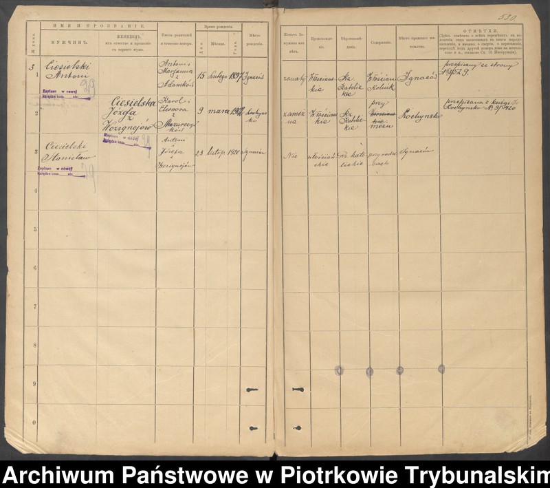 Obraz 18 z jednostki "Kniga postoânnago narodonaseleniâ der. Ignacov˝, Aleksandropol´ [Ignaców, Pieńki]"