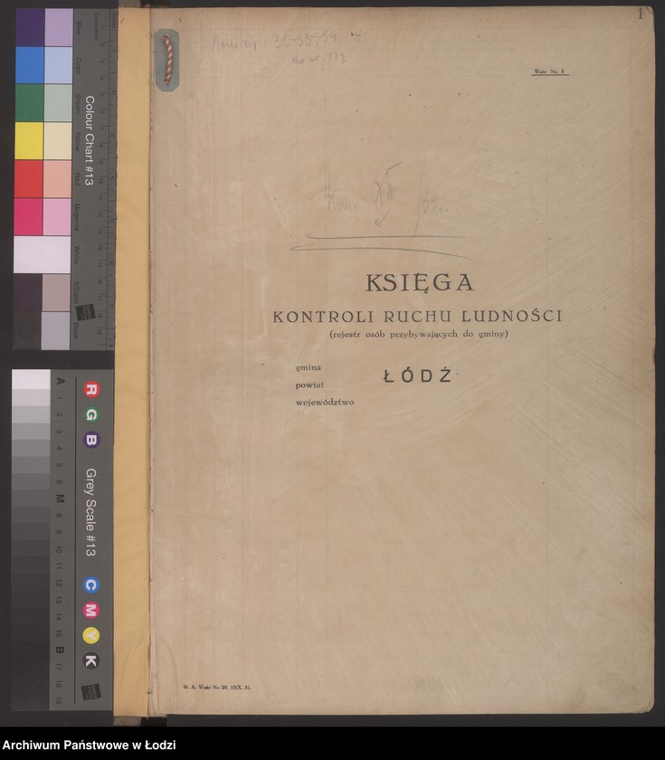 Obraz 4 z jednostki "Księga kontroli ruchu ludności (rejestr osób przybywających do gminy) Łódź, komisariat XIII, nr 1-1997, nr 1-1575, nr 1-779"