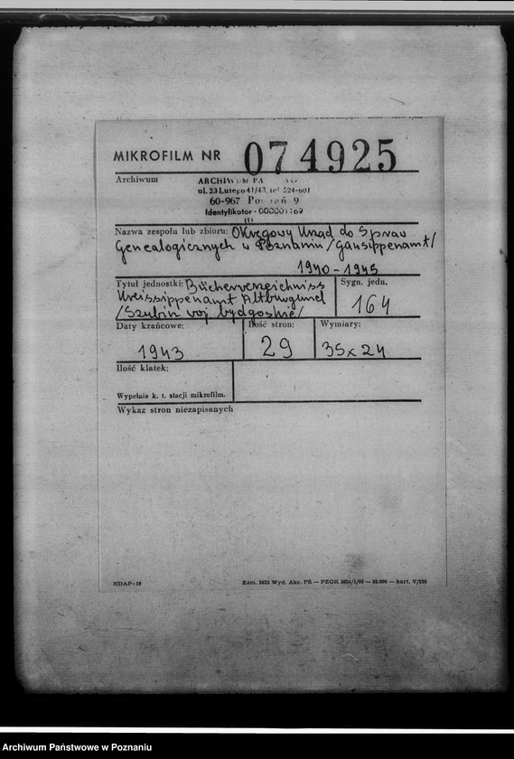 image.from.unit.number "Bücherverzeichnis, Kreissippenamt Altburgund [Szubin, województwo bydgoskie]"