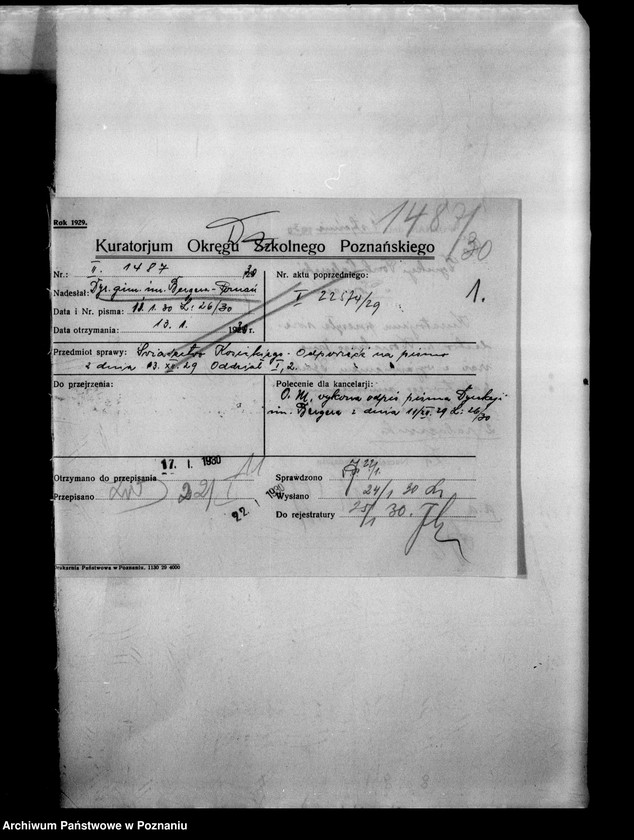 Obraz 5 z jednostki "Państwowe Gimnazjum imienia Bergera - Poznań [między innymi sprawozdanie z egzaminu dojrzałości eksternów i abiturientów]"