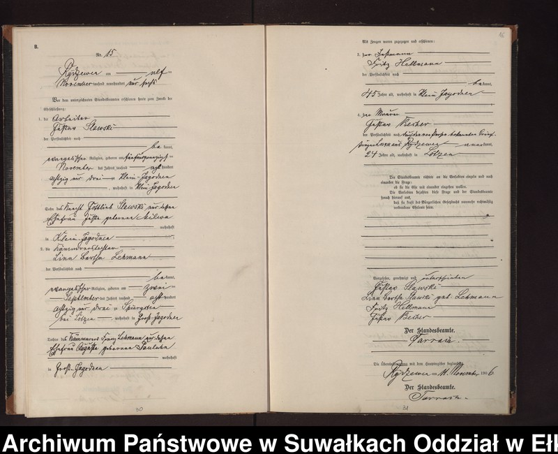 image.from.unit.number "Heirats-Neben-Register des Preussischen Standes-Amtes Rydzewen Kreis Lötzen"