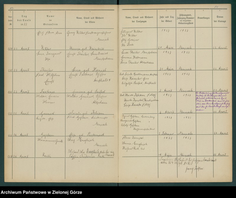 image.from.unit.number "Taufregister der evangelischen Kirche zu Neusalz a[n] O[der] Diöcese Freystadt N[ie]d[e]r Schl[iesen]"