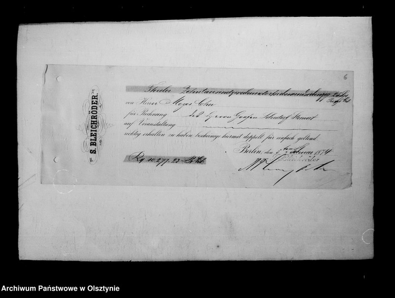 image.from.unit.number "/Akten Betr. Geldgeschäfte mit den Maklern u. Bankhäusern Broschwitz- Berlin, Soermans, Bleichröder- Berlin, Hetschal- Dresden, Dr. Strousberg Bln, Landsberger u. a. /"