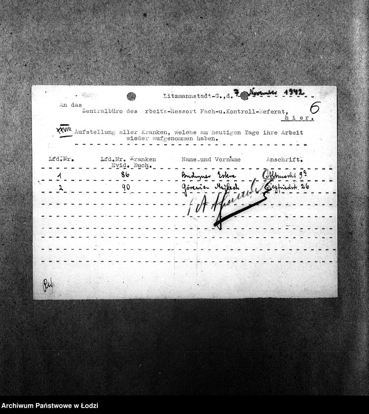 Obraz 9 z jednostki "[Wyciągi z książki ewidencyjnej chorych]"