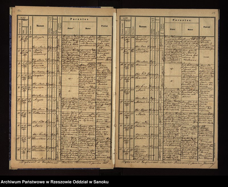 image.from.unit.number "Księga urodzeń, małżeństw i zgonów dla miejscowosci Sanok, Dąbrówka Ruska"