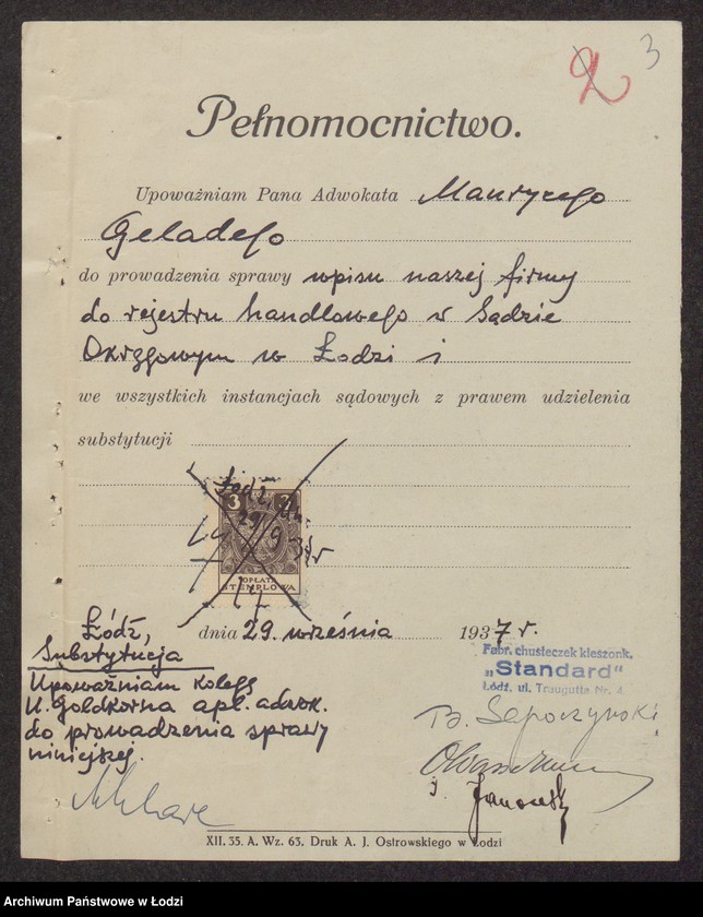 Obraz 5 z jednostki "Fabryka Chusteczek Kieszonkowych Standard-lux- Borys Sapoczyński, Owszyja Wasserman, Izrael Janowski"