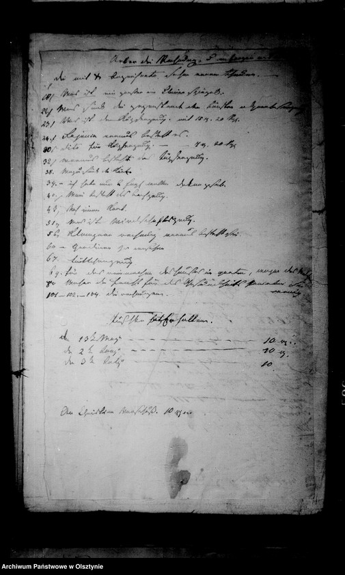 image.from.unit.number "Ausgabe Berechnung für die Wirtschafts- Einrichtung des Gen. Gf. v. Lehndorff geführt von v. Felden"