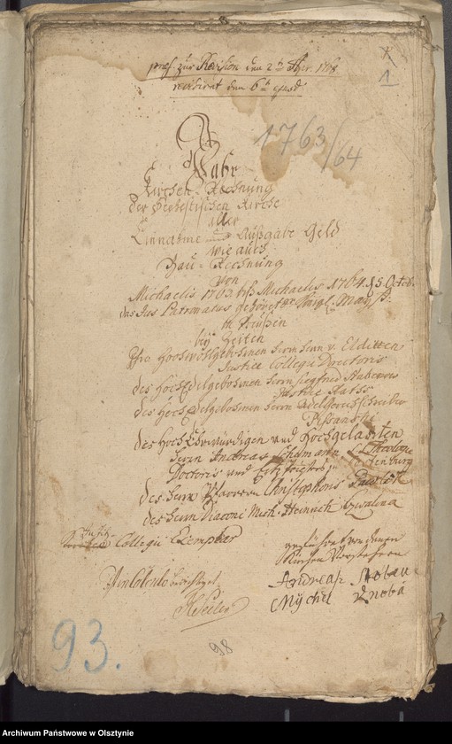 image.from.unit.number "Jahr Kirchen Rechnung der Seehestenschen Kirchen aller Einnahme und Ausgabe wie auch Bau-Rechnung"