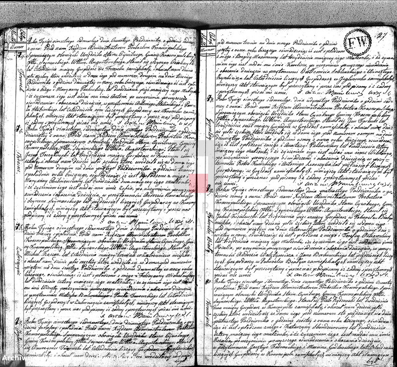 image.from.unit.number "Akta Cywilne Urodzonych Gminy Krasnopolskiey Pttu Seyneńskiego Województwa Augstowskiego Roku 1817."