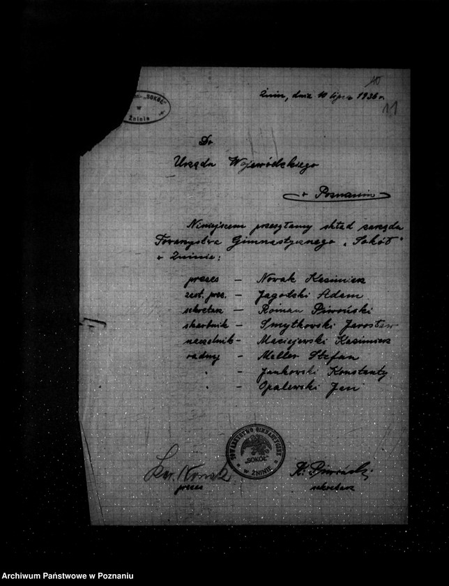 Obraz 15 z jednostki "/Towarzystwo Gimnastyczne „Sokół" w Żninie - rejestracja/"