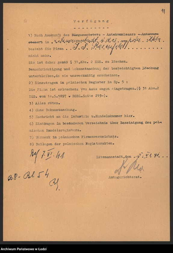 Obraz 13 z jednostki "Icek Salomon Rosenfeld- sprzedaż towarów manufakturowych"