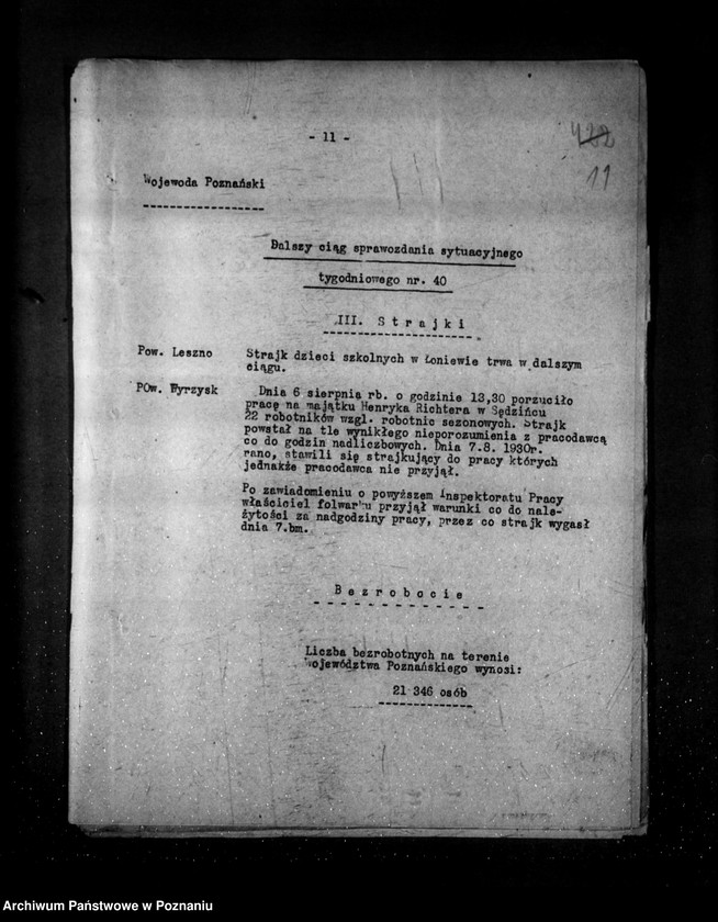Obraz 15 z jednostki "Sprawozdania sytuacyjne tygodniowe za czas od 2 sierpnia do dnia 30 sierpnia 1930 r. /nr 40-43/"