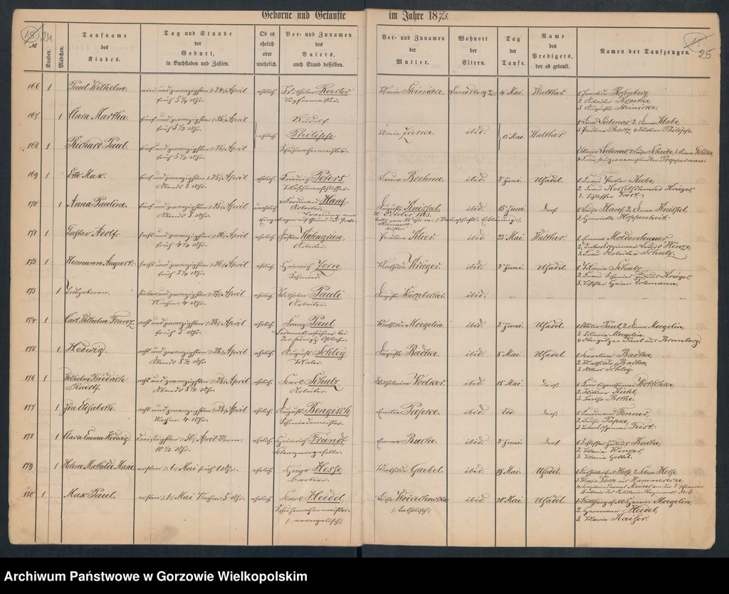 image.from.unit.number "Duplikate der Hauptkirche zu Landsberg an der Warthe (zawiera także Concordien, Reformirte und Militair Kirchen Gemeinde dotyczące zgonów w 1873 r.)"