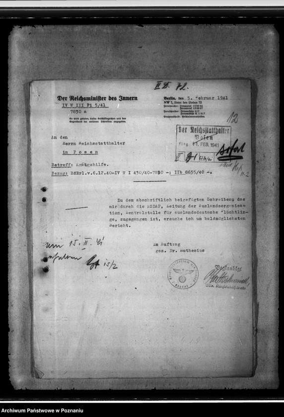 Obraz 16 z jednostki "Kriegshilfe - einschliesslich auslandsdeutsche Flüchtlinge - Vollzug."