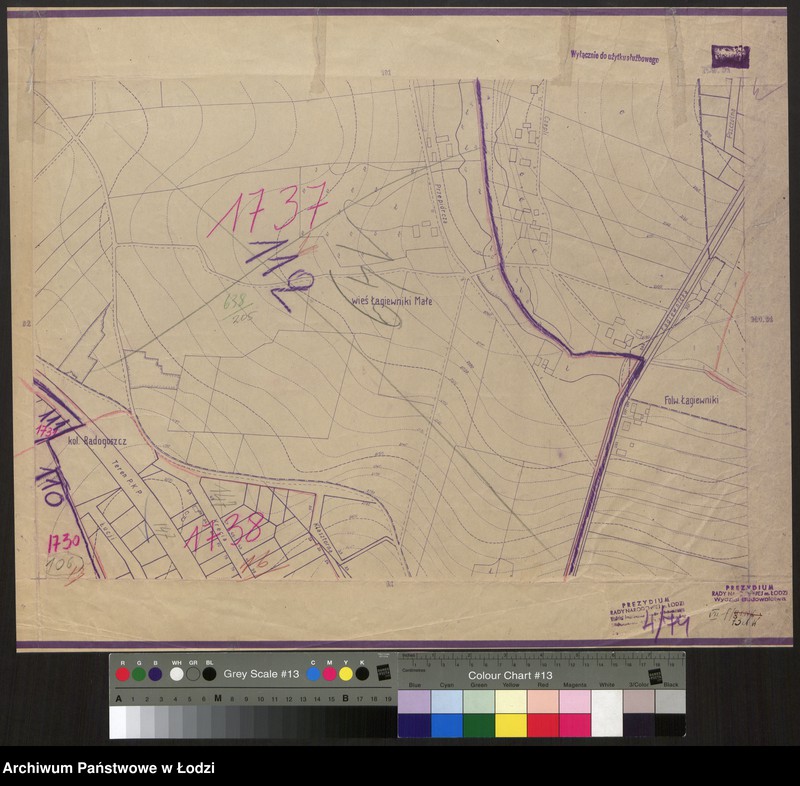 Obraz 1 z jednostki "Plan m. Łodzi 1:2000 z oznaczeniem podziału miasta na obwody i rejony spisowe. Sekcja NW91"