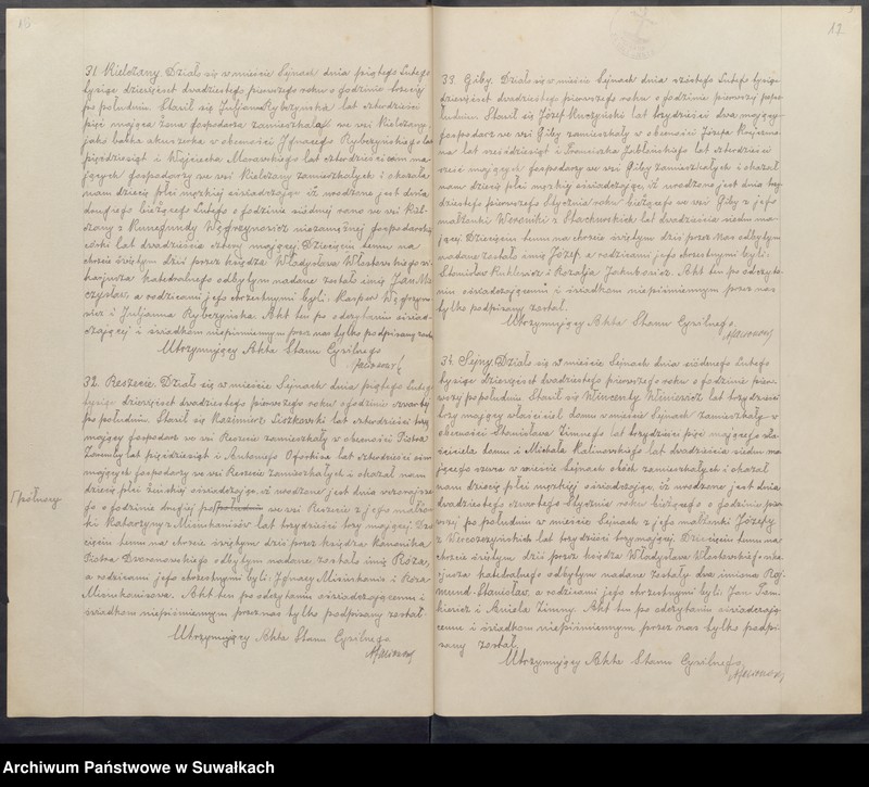 Obraz 11 z jednostki "[Księga akt urodzeń, małżeństw i zgonów parafii rzymskokatolickiej w Sejnach z 1921 roku]"