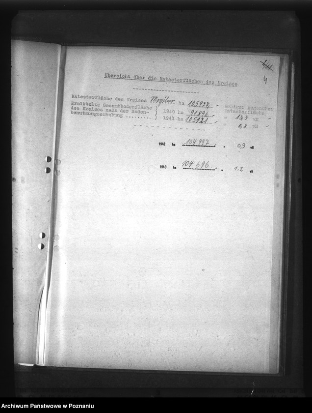 Obraz 8 z jednostki "Gegenüberstellung der ermittelten Wirtschaftsfläche zur Katasterfläche mit Regierungs- und Gauergebnis"