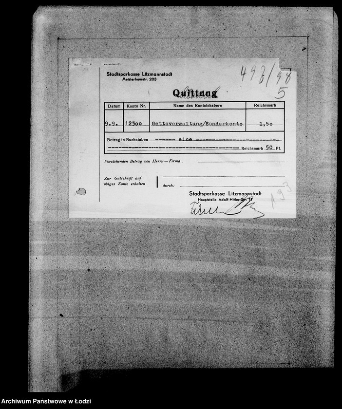 Obraz 9 z jednostki "Sonderkonto 12300. Belege 401-500"