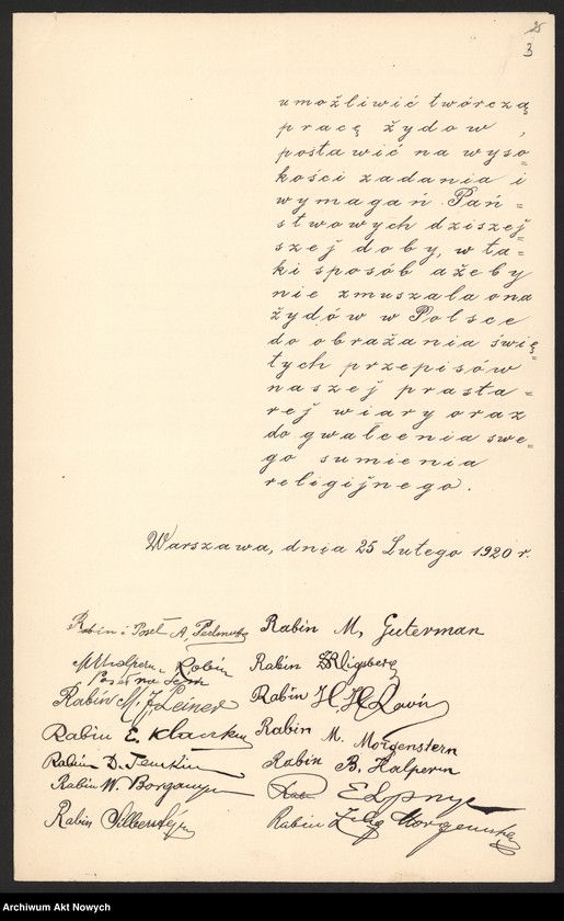 image.from.unit.number "Wyznania niechrześcijańskie (korespondencja w sprawie zachowania świąt żydowskich oraz otwarcia "Bożnicy Krawieckiej" w Pińsku)"
